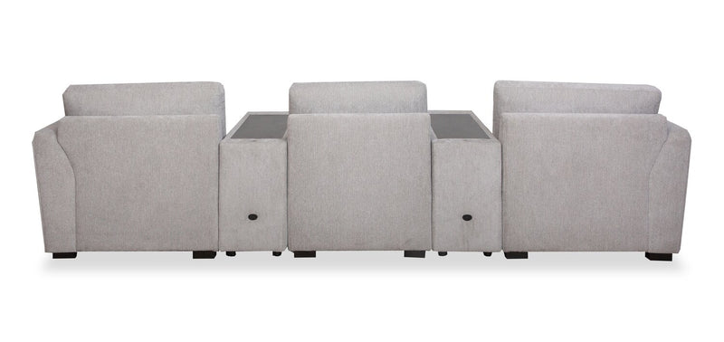 Vault 9-Piece Sectional with Sofa Bed Loveseat, Four Storage Chairs and Storage USB Console - Grey