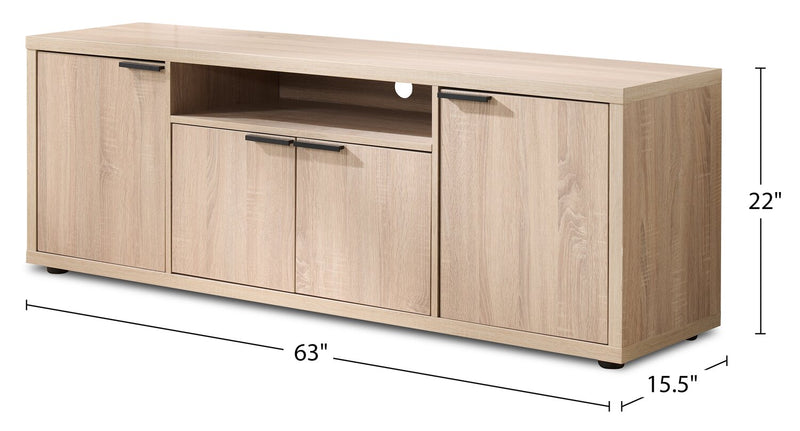 Noren 63\" TV Stand with Storage for TVs up to 70\"- Light Oak