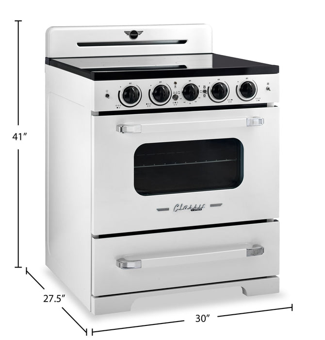 Classic Retro by Unique 30\" 3.9 Cu. Ft. Induction Range - Marshmallow White - UNQ-30CR IC W 
