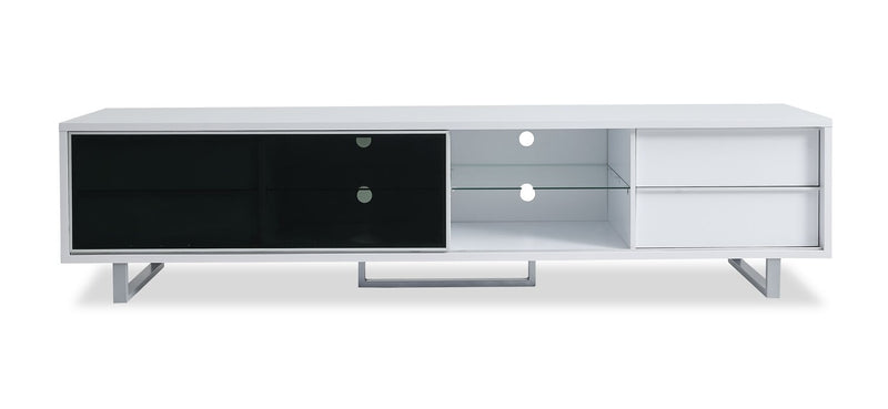 Amelia 89\" x 22\" Modern TV Stand with Storage and Cable Management for TVs up to 100\" - White & Black Two Tone