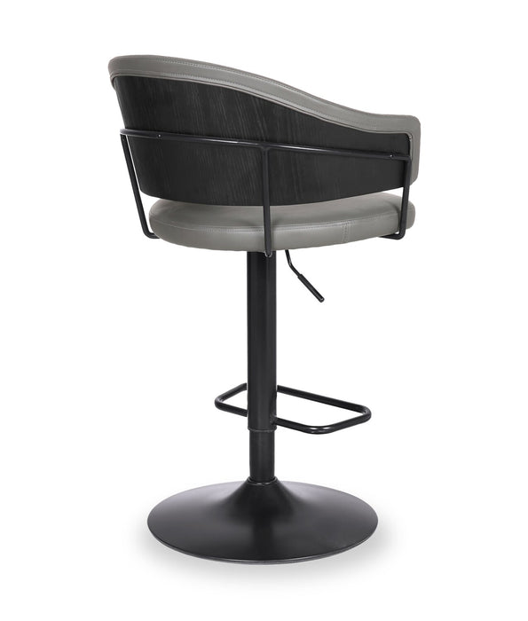 Odin Barstool with Swivel & Adjustable Seat, Vegan Leather Fabric, Metal - Grey