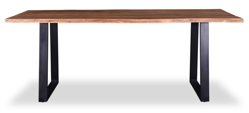 Oskar 7pc Dining Set with Table & 6 Avis Chairs, Acacia Wood & Metal, 79\"W - Natural & Black