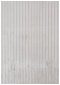 Faux Fur Channel Light Grey Area Rug with Memory Foam Backing - 7' x 10' 