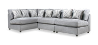 Scott Living Evolve Modular 4-Piece Grey Linen-Look Fabric Sectional with Feather Down Seat Cushions 