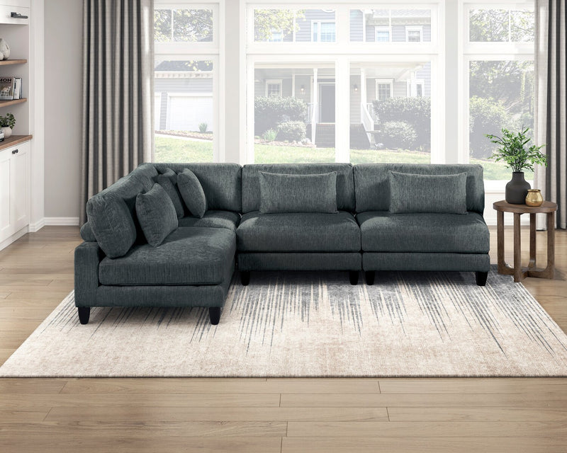 Lounge 4-Piece Chenille Armless Modular Sectional – Grey