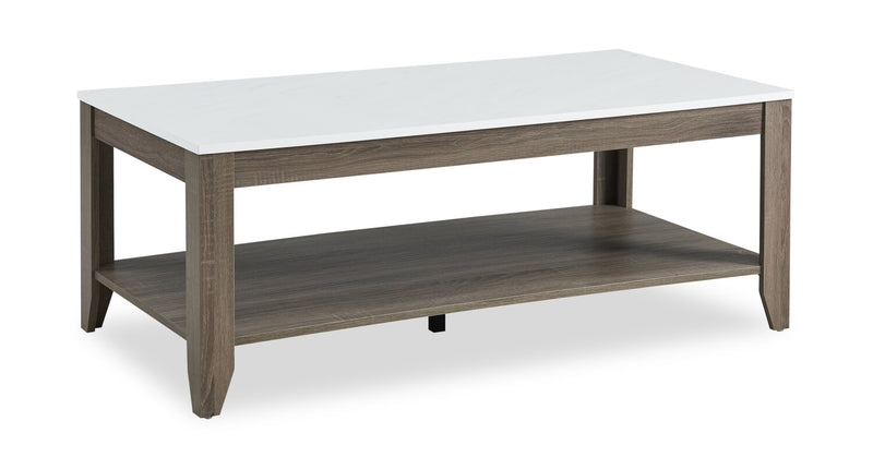 Carlton 47.5” Modern 2-Pack Coffee + End Table with Shelf - Taupe