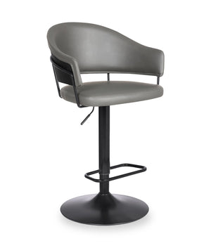 Odin Barstool with Swivel & Adjustable Seat, Vegan Leather Fabric, Metal - Grey