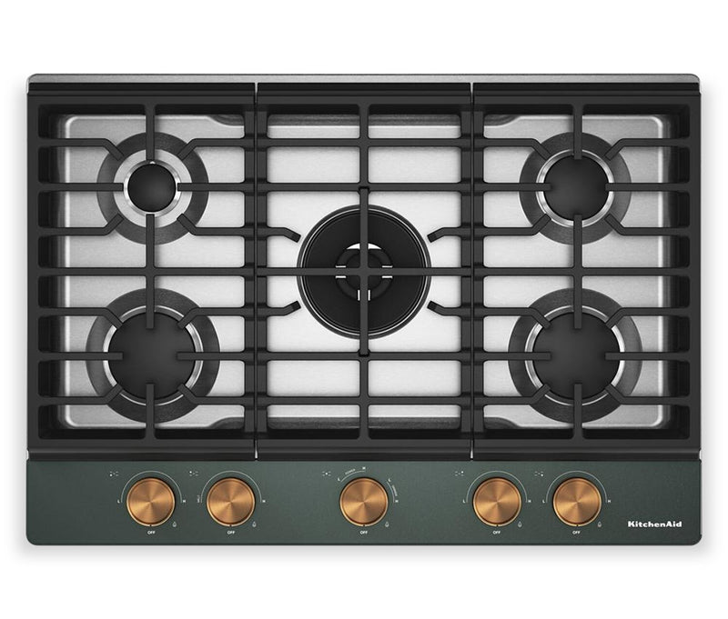 KitchenAid 30\" Gas-on-Metal Cooktop with Integrated Wok Grates – Juniper - KCGK530SJP