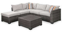 Victoria 4-Piece Outdoor Patio Set with Loveseat, Armless Chair, Corner Chair & Ottoman - Weather Resistant - Grey 