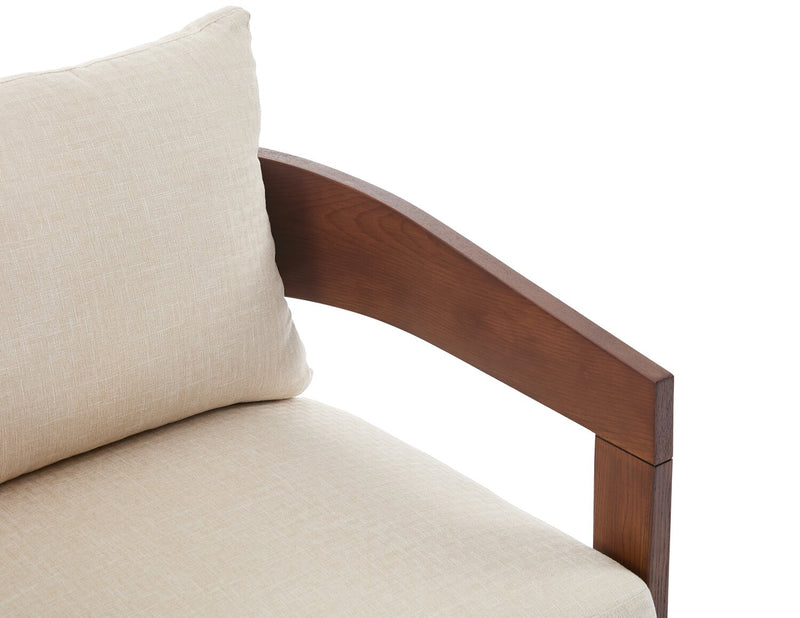 Amor 28.54\" Fabric Accent Chair with Wood Arms and Legs - Taupe