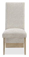 ["Vega Dining Chair with Polyester Fabric, Wood, Channeled Tufting - Natural"]
