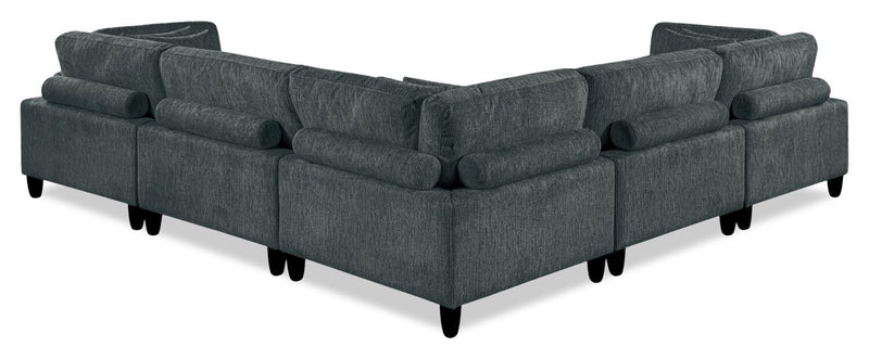Lounge 5-Piece Chenille Modular Sectional – Grey
