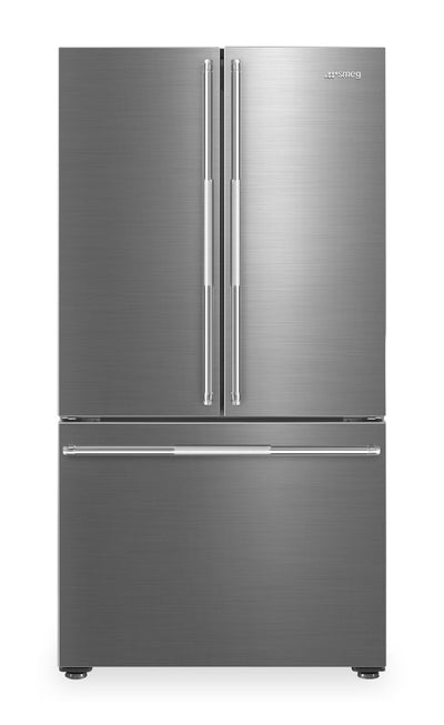 Smeg 36” 20.48 Cu. Ft. French Door Refrigerator – Stainless Steel - FD36UXIW | Réfrigérateur Smeg de 20,48 pi3 et de 36 po à portes françaises - acier inoxydable - FD36UXIW