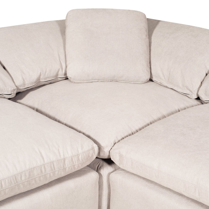 Eclipse Modular 6-Piece Linen-Look Fabric Pit Sofa Sectional with Reversible Feather Down Cushions - Linen White