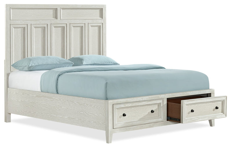 Casa 6pc Bedroom Set with Bed, Dresser, Mirror & Nightstand, White - Queen Size