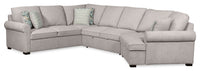 Scott Living Haven 3-Piece Right-Facing Chenille Fabric Cuddler Sleeper Sectional - Grey 