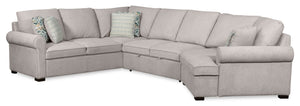 Scott Living Haven 3-Piece Right-Facing Chenille Fabric Cuddler Sleeper Sectional - Grey