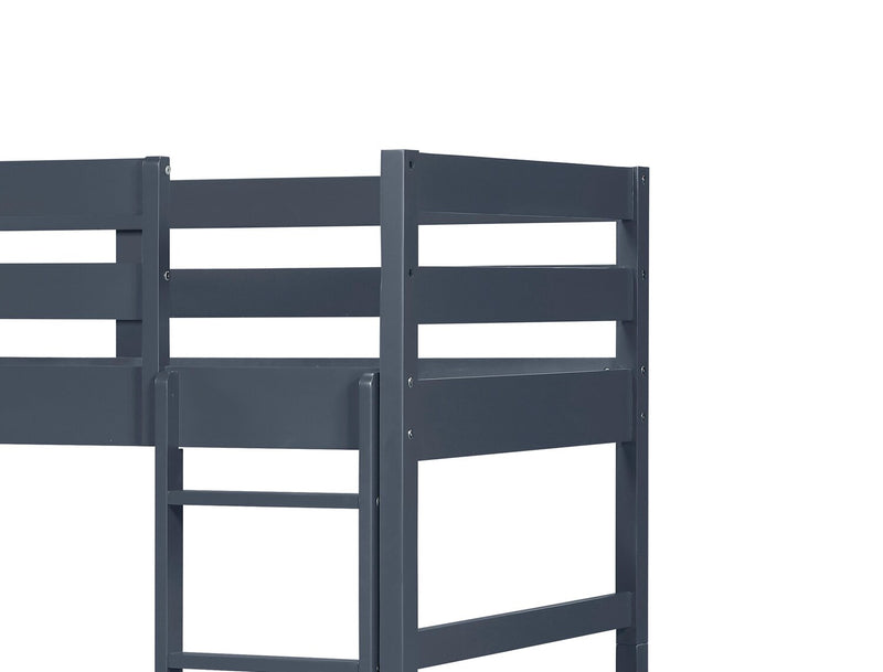 Quinn Bunk Bed with Ladder & Guard Rail for Kids, Blue - Twin/Full