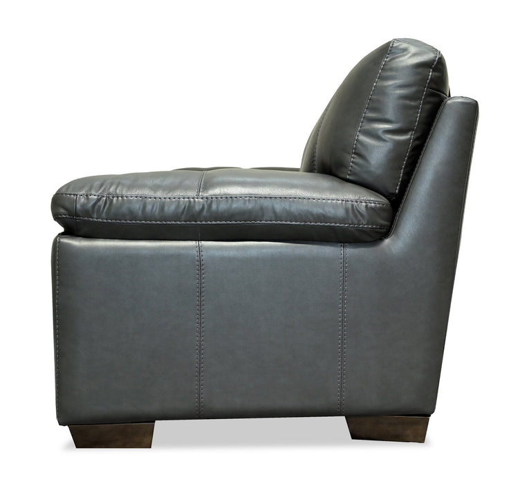 Classico 71\" Genuine Leather Loveseat with Wood Legs – Carbon Grey