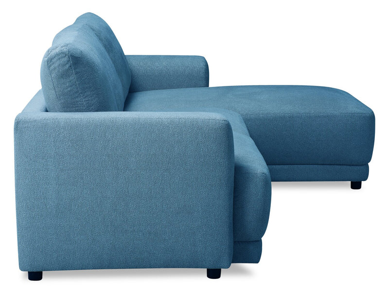 Voyage Modular 3-Piece Right-Facing Fabric Sectional with Removable Back Cushions – Blue