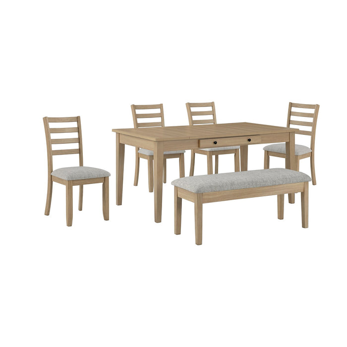Cove Dining Table with Storage Drawers, Melamine, 66\"W - Natural/Grey