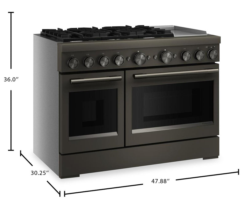 KitchenAid 6.3 Cu. Ft. 6 Burner Dual Fuel Range with Griddle – Black Ore - KFDD948SBE