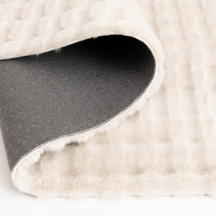 Dream Step Memory Foam Bubble Ivory Faux Fur Area Rug - 7' x 10'