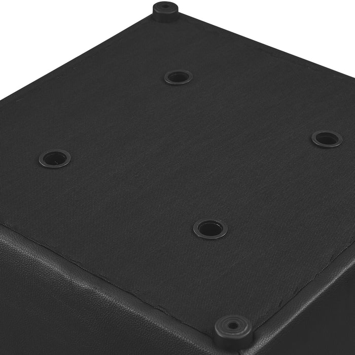 Manitoba 18\" Square Faux Leather Storage Ottoman - Black