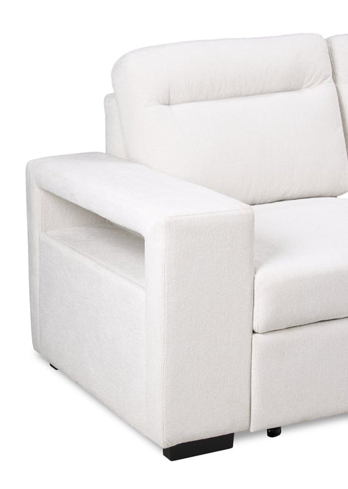 Coast 3-Piece Right-Facing Ivory White Fabric Sleeper Sectional with Storage Chaise and Storage Armrest
