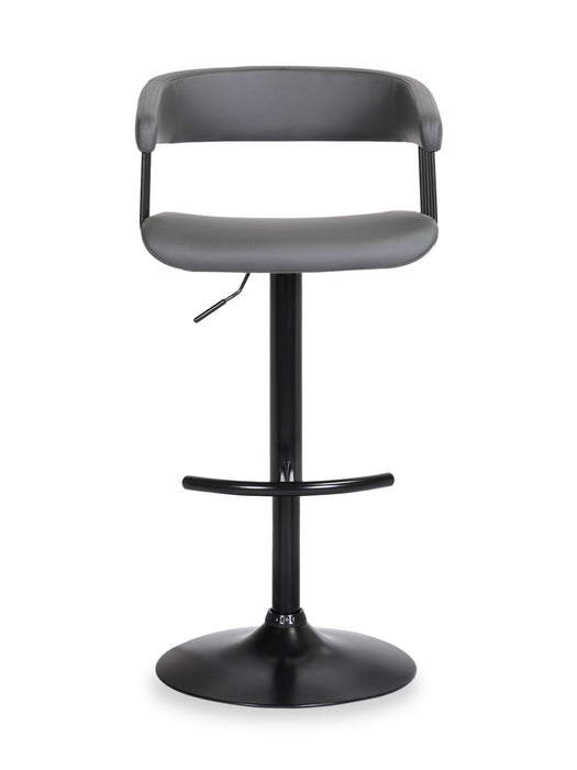 Java Barstool with Swivel & Adjustable Seat, Vegan Leather Fabric, Metal - Grey