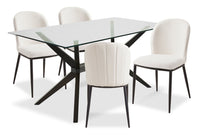 Ace 5pc Dining Set with Table & 4 Chairs, Glass Top, 63