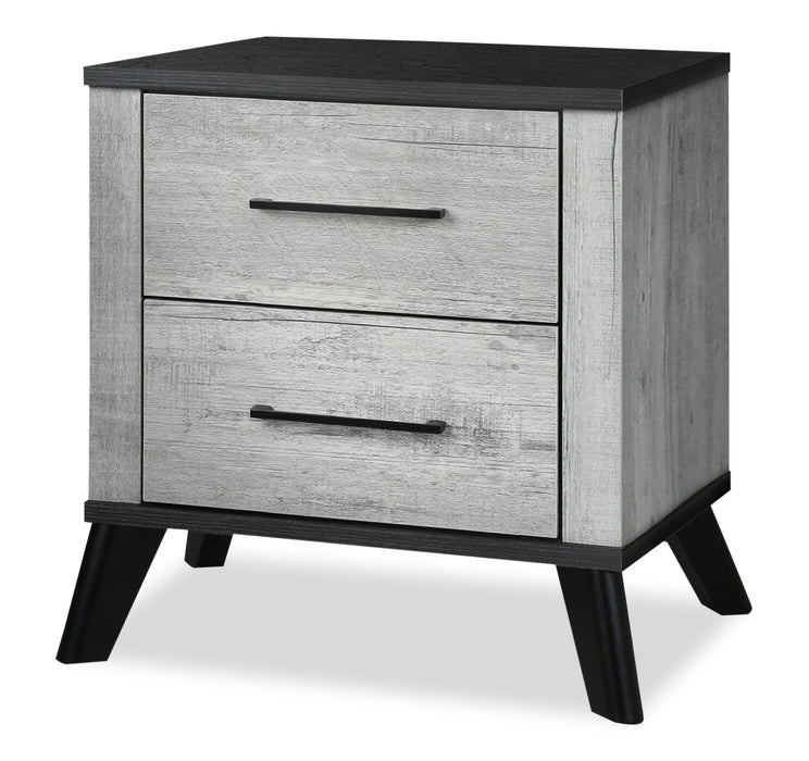 Blake Bedside 2-Drawer Nightstand, 24\"W x 22\"H - Grey & Black