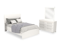 Riley 5pc Bedroom Set with Panel Bed, Dresser & Mirror, Made in Canada, White - Full Size 