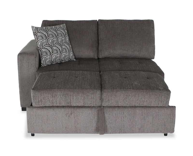 Made in Canada Legend 2-Piece Right-Facing Chenille Fabric Cuddler Sleeper Sectional - Pewter Brown