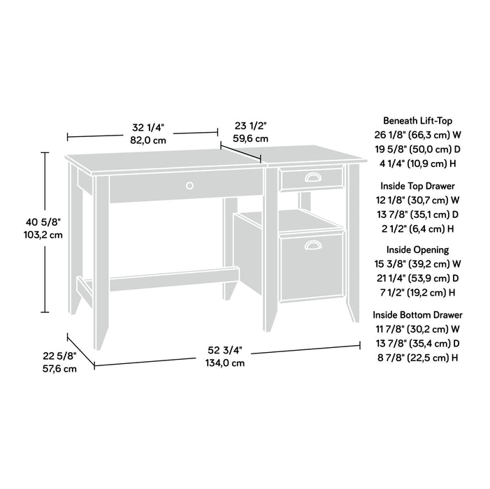 Murray 53” Traditional Lift Top Office Desk with Storage - Dark Brown