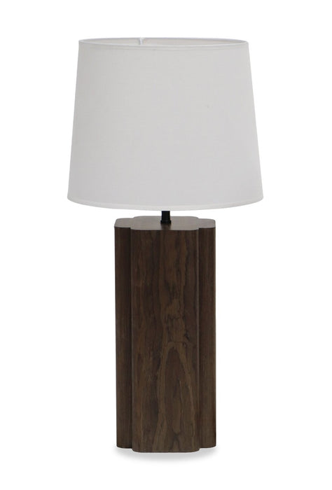 Wren 28.7\" Table Lamp with Linen Shade – Dark Walnut 