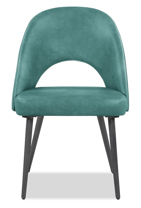 Joss 5pc Dining Set with Table & 4 Bay Chairs, 63-86.5\"W Butterfly Extension, Metal – Aqua