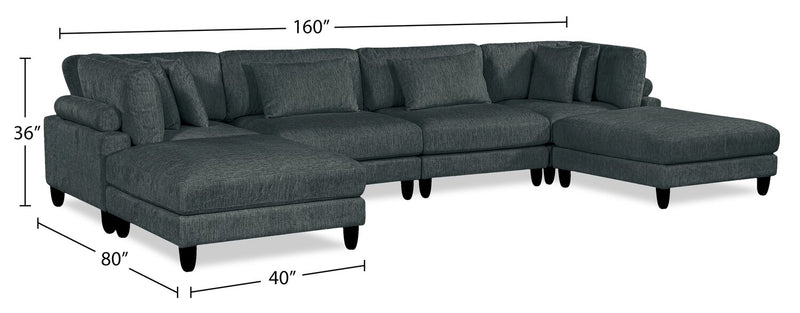Lounge 6-Piece Chenille Armless Modular Sectional – Grey