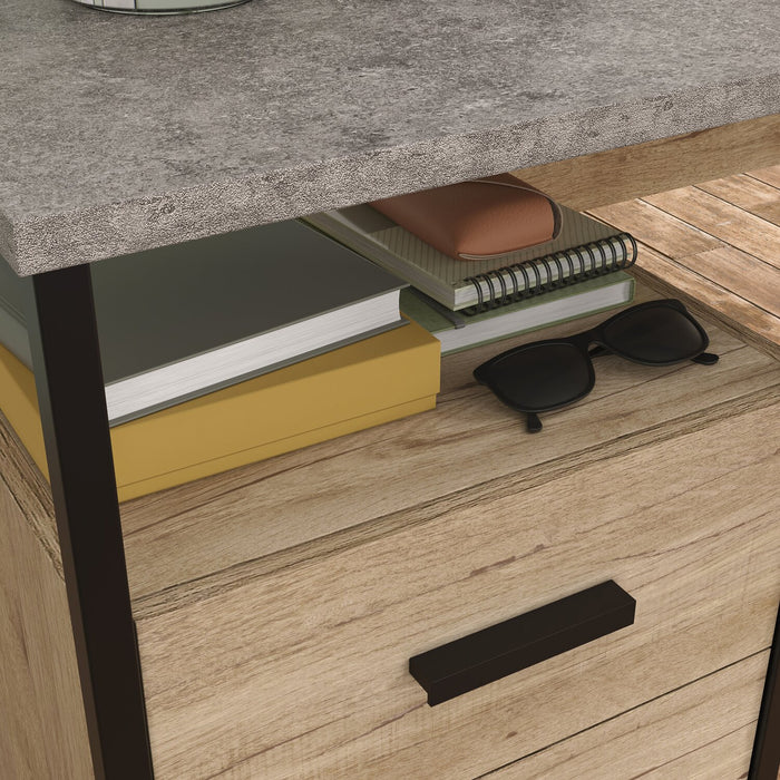 Bradley 55.91\" L-Shaped Office Desk with Cabinet – Prime Oak