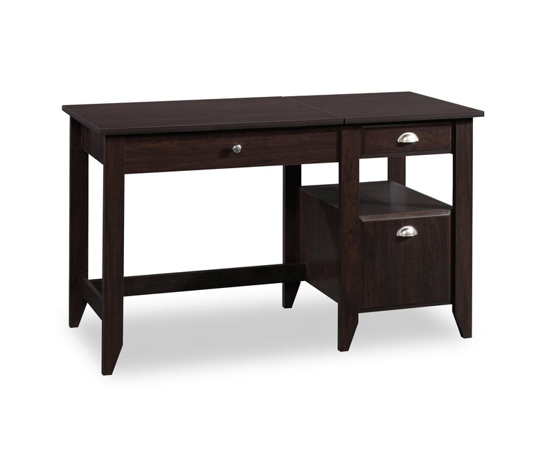 Murray 53” Traditional Lift Top Office Desk with Storage - Dark Brown