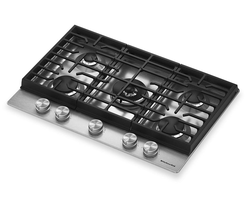 KitchenAid 30\" Gas-on-Metal Cooktop with Integrated Wok Grates – Stainless Steel - KCGK530SSS