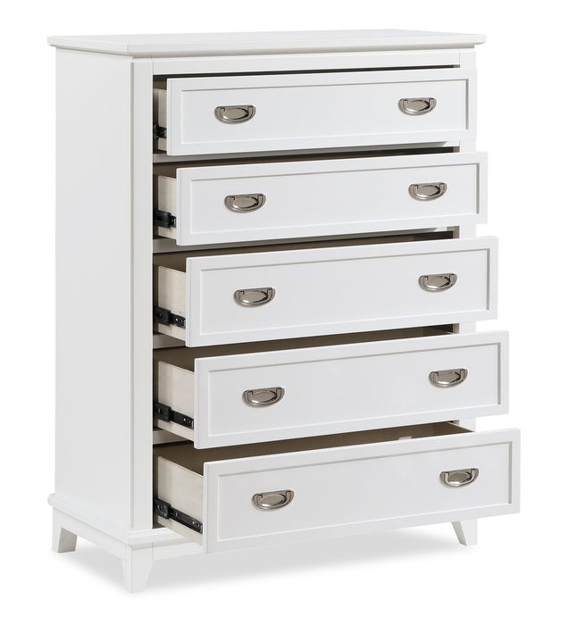 Quinn Bedroom Chest of Drawers, 5-Drawer, 36.5\"W x 48.5\"H - White