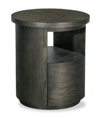 Eldon 22” Modern Round Solid Wood End Table with Storage - Coffee Bean 