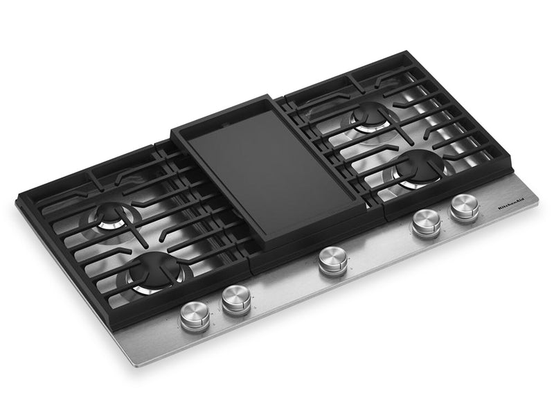 KitchenAid Gas-on-Metal Cooktop with Integrated Wok Grate – Stainless Steel - KCGK736SSS