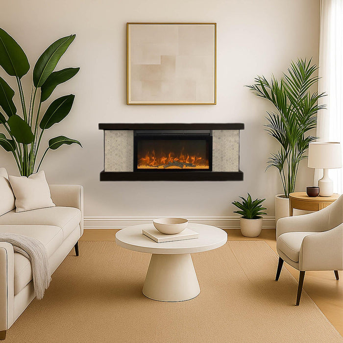 Summit 48\" Electric Fireplace with Wall-mount Mantel – Brown 