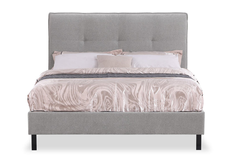 Amos Upholstered Headboard in Grey Fabric, Tufted - Full Size