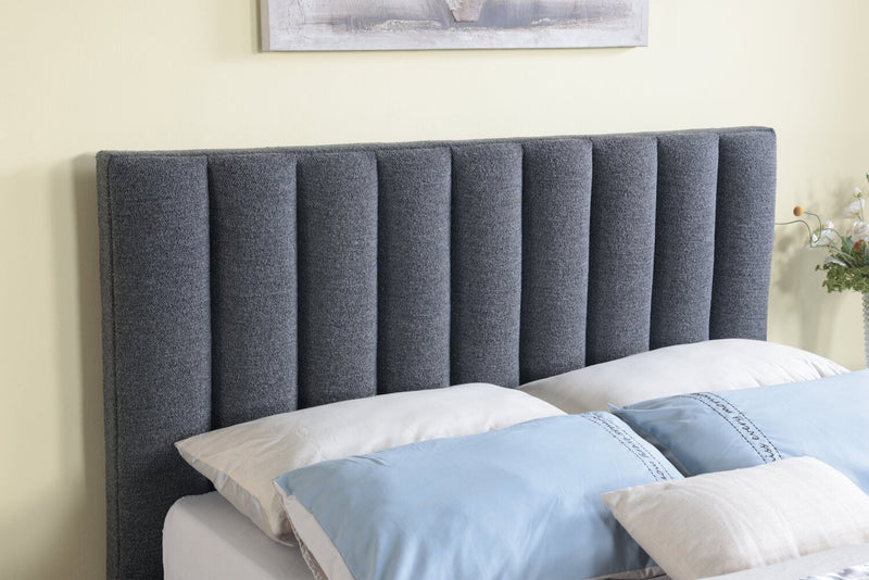 Kort & Co. Rain Upholstered Platform Bed in Charcoal Fabric, Tufted - Full Size