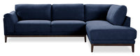 Horizon 2-Piece Right-Facing Fabric Sectional with Wood Base and Legs - Navy 
