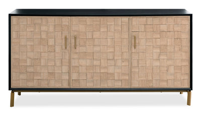 Alenna 60" 3-Door Accent Cabinet - Black with Weathered White Doors | Armoire décorative Alenna de 60 po à 3 portes - noire avec portes blanc vieilli | ALELGACC