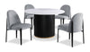 Kort & Co. Capri 5pc Dining Set with Table & 4 Linen-Look Chairs, Pedestal Base, 47\"W Round - Grey